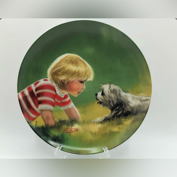 Decorative Plate with Child and Dog - Picture 1 of 6